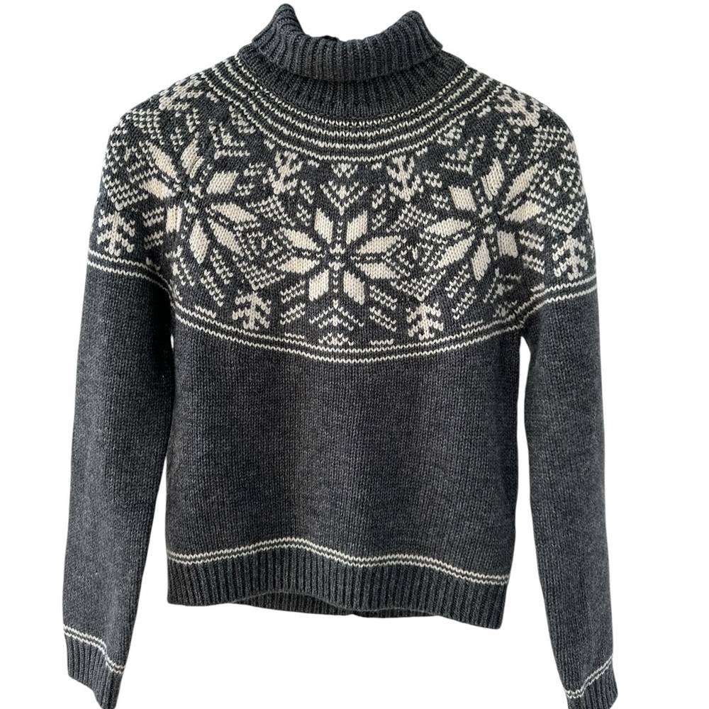 REISS Kids Wool Blend Fair Isle Sweater Gray White 11-12Y 152 cm.